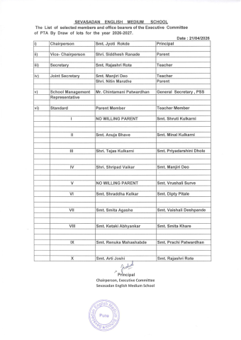 List of Executive Committee Members 2026-2027